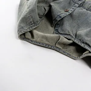 Kids vintage light blue denim vest with retro button and detailed twill stitching