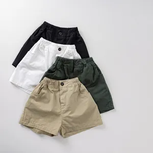 Cotton Children Casual Shorts For Boys Girls Summer Solid Color Elastic Waist Shorts Soft Breathable Kids Clothing