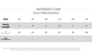 Guide des tailles détaillé pour salopettes enfants de 80 à 130 avec mensurations