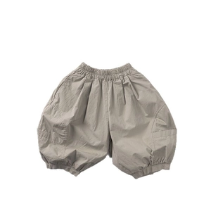Kinder Baumwoll-Haremshose in Beige mit elastischem Bund und praktischen Seitentaschen