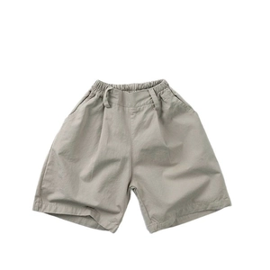 Pantaloncini casual bambini in cotone kaki con vita elastica e tasche laterali