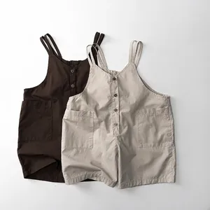 Combinaison pour Bébé Enfants Unisexe en Coton Salopette Style Coréen Été Barboteuse à Bretelles Sans Manches Pantalon Body