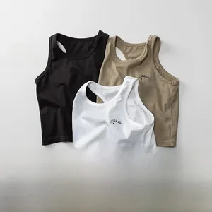 Gilet Sportivo in Cotone per Bambini Estate Toddler Lettera Stampa Senza Maniche Canotta Per Ragazzi Ragazze Casual Traspirante