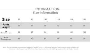 Size chart detail for children linen shorts showing length and waist measurements