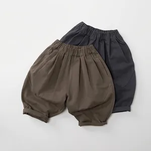 Korean Style Cotton Harem Pants For Kids Unisex Loose Solid Color Casual Lantern Trousers For Boys Girls Autumn Clothing