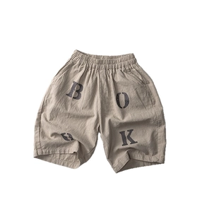 Short décontracté en coton kaki pour enfants avec taille élastique et imprimé BOCK
