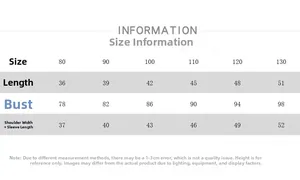 Detailed sizing chart for kids retro denim jacket featuring bust and length measurements