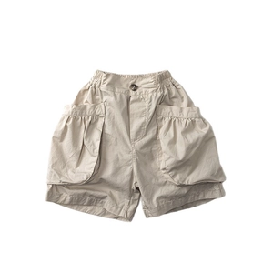 Short cargo enfant en coton kaki avec taille élastique et grandes poches de style