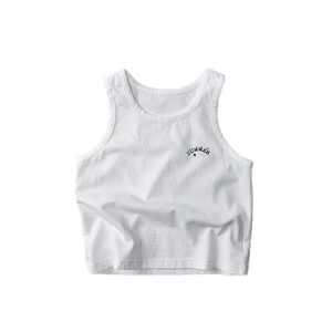 Canotta estiva in cotone bianco per bambini con stampa di lettere SUMMER minimalista