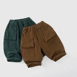 Pantalon Cargo Décontracté pour Enfants Unisexe Couleur Unie Coton Ample Taille Élastique Doux Automne Mode Enfants