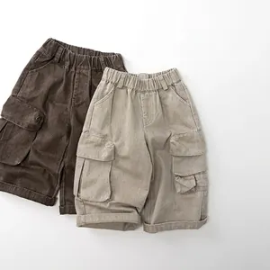 Pantalon Cargo en Coton pour Enfants de Style Coréen Coupe Ample Pantalon Décontracté Avec Grandes Poches pour Garçons Filles Automne Mode
