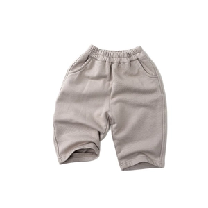 Pantaloni sportivi larghi in cotone per bambini con elastico in vita grigio-marrone