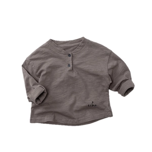 Kinder Langarmshirt aus Flammbaumwolle in Braungrau mit Light Grafik-Aufdruck