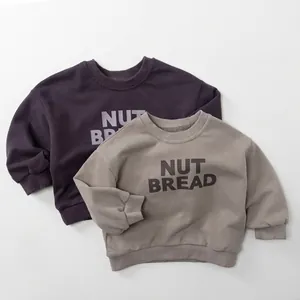 Children Cotton Long Sleeve Sweatshirt Korean Style Casual Letter Print Round Neck Pullover For Boys Girls Autumn Top