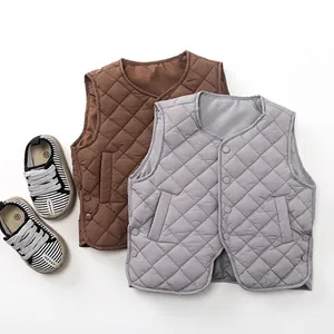 Gilet Matelassé pour Enfants Veste Sans Manches Chaude d'Hiver pour Garçons Filles Style Coréen Motif de Losanges Vêtement