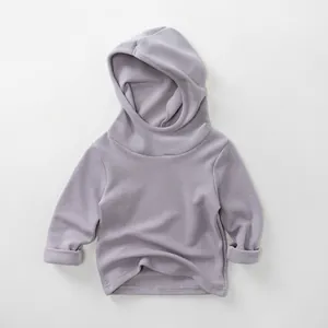 Detail view of light purple hooded fleece sweatshirt for kids with ribbed cuffs