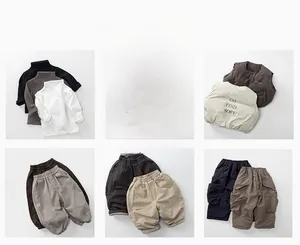 Tenues d'hiver pour enfants avec gilet matelassé et pantalons thermiques épais