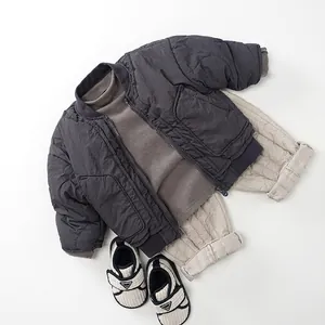 Ensemble d'hiver 4 pièces pour garçons avec veste matelassée, pull et pantalon chaud