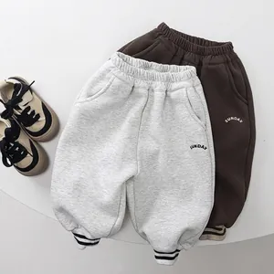 Pantalon de Jogging Doublé Polaire pour Enfants Sunday Imprimé Lettres Pantalon Casual en Coton Épais Hiver