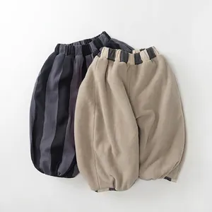 Thick fleece lined striped bloomers for toddlers with elastic waist and cuffs for winter warmth