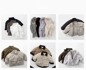 Vari stili di abbigliamento invernale per bambini con felpe in pile e giacche imbottite