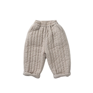 Pantalon matelassé chaud en coton pour tout-petit avec taille élastique en kaki