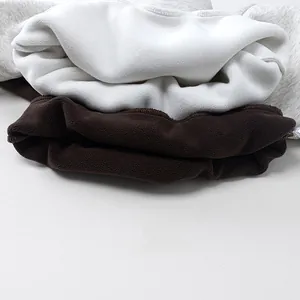 Close-up of thick fleece lining and soft knit fabric of kids warm winter sweatshirts