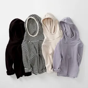 Toddler Boys Girls Hooded Fleece Base Shirt Korean Style Long Sleeve Pullover Soft Warm Thermal Top Casual Kids Clothing