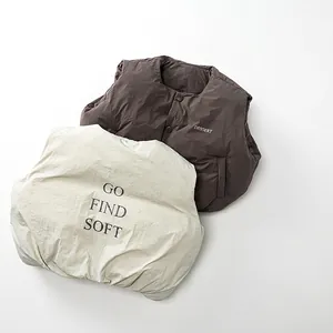 Kinder Wattierte Weste Winter Warm Ärmellose Jacke Koreanischer Stil Buchstabendruck Oberbekleidung Für Jungen Mädchen