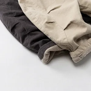 Pantalons chauds pour enfants doublés de polaire en gris foncé et beige doux