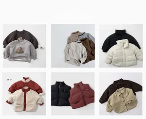 Détails de vêtements d'hiver pour enfants avec vestes polaires et gilets matelassés