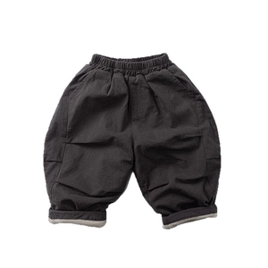 Pantalon d'hiver enfant gris foncé doublé polaire, style décontracté et chaud