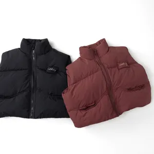 Gilet Imbottito Invernale Per Bambini Ragazzi Ragazze Collo Rialzato Trapuntato Caldo Giacca Senza Maniche In Nylon Outwear