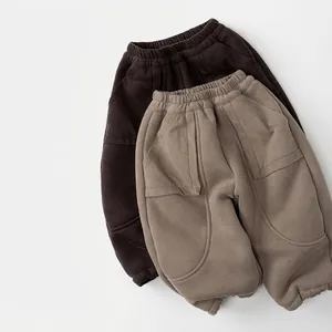 Winter Warm Gefütterte Jogginghose Für Kinder Kleinkinder Jungen Mädchen Einfarbig Dicke Trainingshose Thermische Lockere Freizeithose Winterhosen