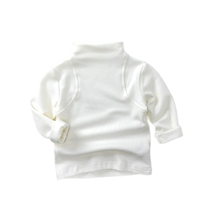 Kids thermal mock neck long sleeve top in cream white for autumn winter inner wear