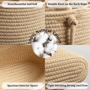 Nordic woven double-tier wall hanging basket made of 100% natural cotton rope