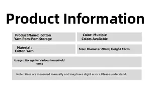 Detailed size specifications for cotton rope storage basket showing 20cm diameter and 10cm height