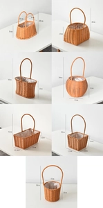 Detailed size guide for woven flower baskets with waterproof liners and sturdy handles