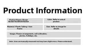 Detail list of woven plastic and iron frame flower basket specifications and multi-uses