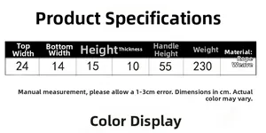 Detailed size specifications for the kids straw beach bag showing height and width
