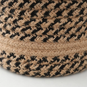 Detail of the high-quality houndstooth weave on the cotton linen storage basket