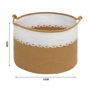 Detail view of woven storage basket with 55cm diameter and 35cm height dimensions