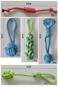 Detailed collection of durable cotton rope chew toys for dogs in various shapes and sizes