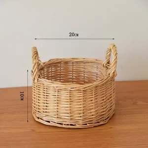 Detail view showing dimensions of hand-woven wicker storage basket 20cm x 10cm