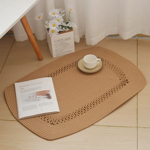 Handwoven Polyester Floor Mat Nordic Hollow Lace Decorative Semicircle Rectangular Rug For Living Room Bedroom Home Decor