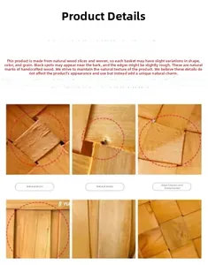 Detail of handmade woven wood basket showing natural wood texture and unique craftsmanship