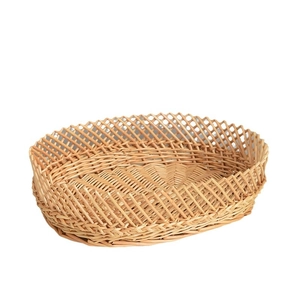 Handwoven oval willow basket for fruit and bread storage with diamond mesh pattern