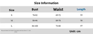 Detailed size chart for sexy halter top showing bust and waist measurements in cm