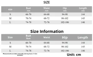 Detailed size chart with bust waist and hip measurements for this square neck bodycon dress