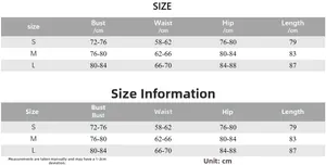 Detailed size chart for solid color sleeveless slim dress with S, M, L measurements
